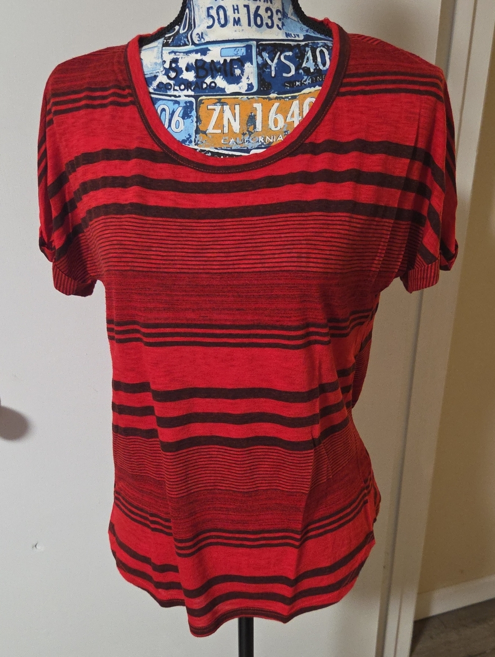 Stateside Red & Black Striped Tee - S